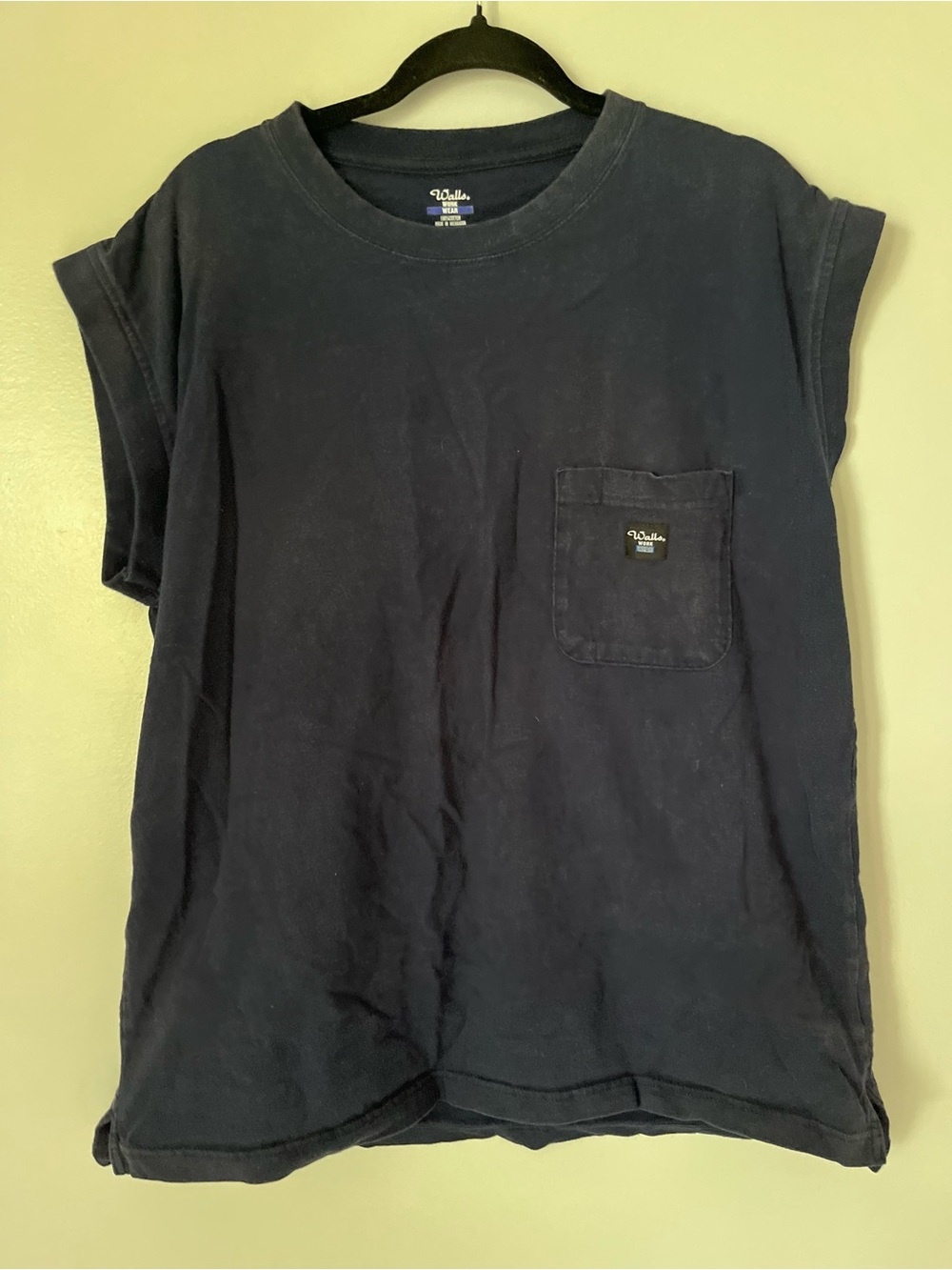 Walls Work Wear Black Sleeveless Pocket Muscle Tee Large